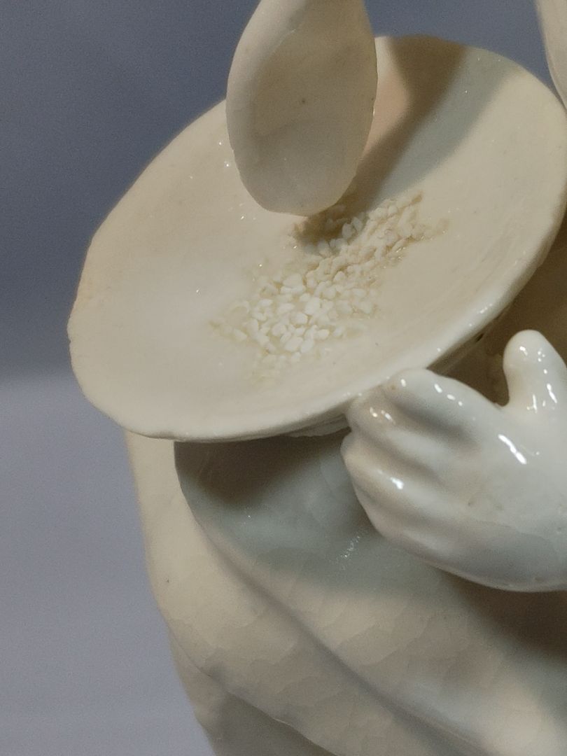 White  1960 White Celadon Figurine, Monochromatic Hummel style, 5"