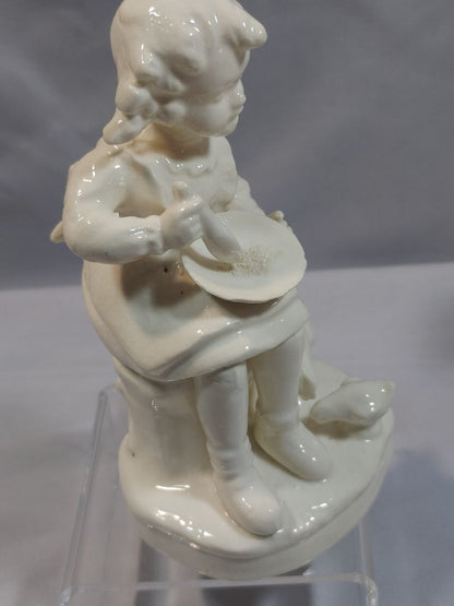 White  1960 White Celadon Figurine, Monochromatic Hummel style, 5"