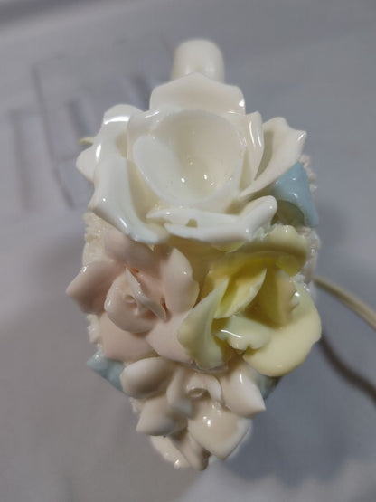 Porcelain Swan Floral Accent/Night Light Vintage "Greater than 50 years"