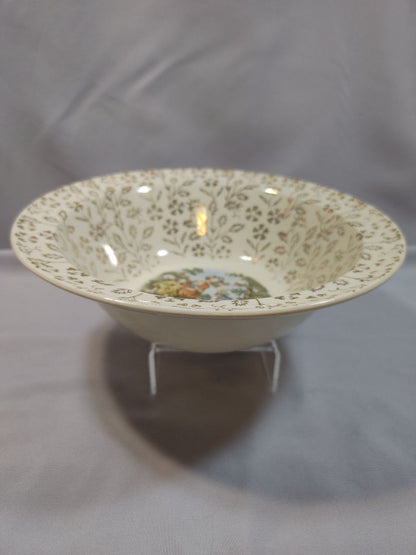 Vintage Taylor Smith Taylor 22K Gold Serving Bowl Fragonard Courting Scene, 8"