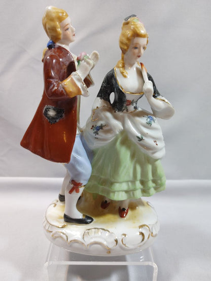 Vintage German Dresden-Style Porcelain Courting Couples, 5.5"