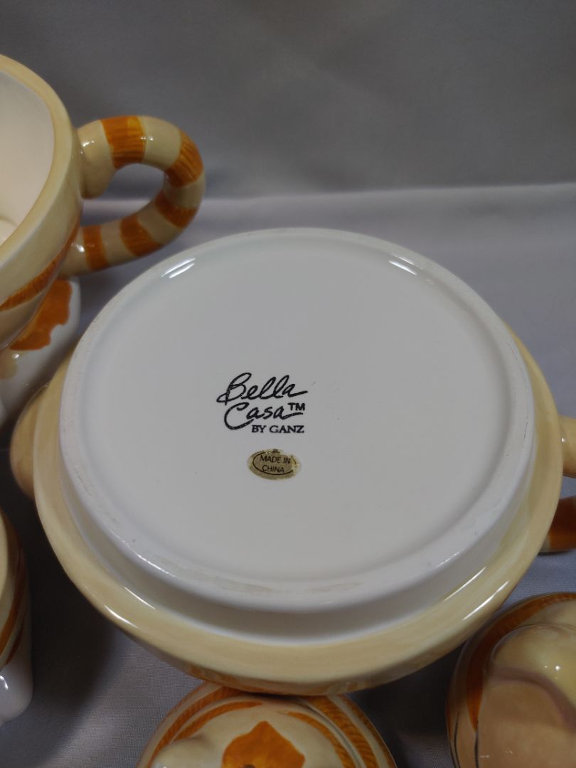 Vtg Bella Casa by Ganz Cat Teapot Cup Tea for One & Matching Shaker Set Lot, 8"