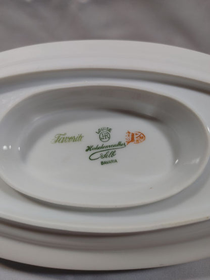Antique Hutschenreuther Selb Bavaria Gravy Boat Louise Favorite Gold Trim 1920's, 8"