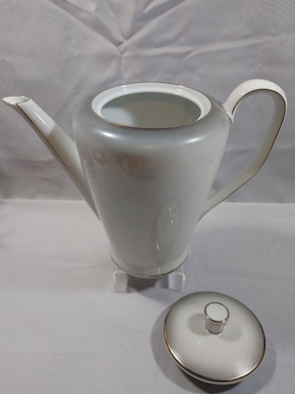 Vintage 1958 Rosenthal Bettina Coffee Pot Cream White Gold Trim Germany 3337, 8.5"