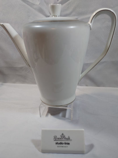 Vintage 1958 Rosenthal Bettina Coffee Pot Cream White Gold Trim Germany 3337, 8.5"