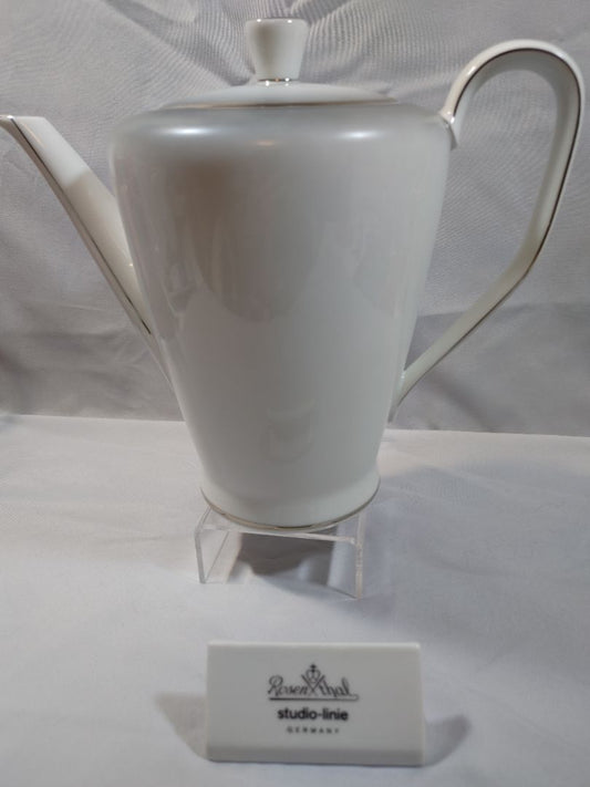 Vintage 1958 Rosenthal Bettina Coffee Pot Cream White Gold Trim Germany 3337, 8.5"