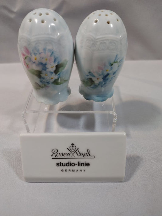 Antique Rosenthal Versailles Porcelain Salt & Pepper Shaker, Forget-Me-Nots c.1900:, 2.9"