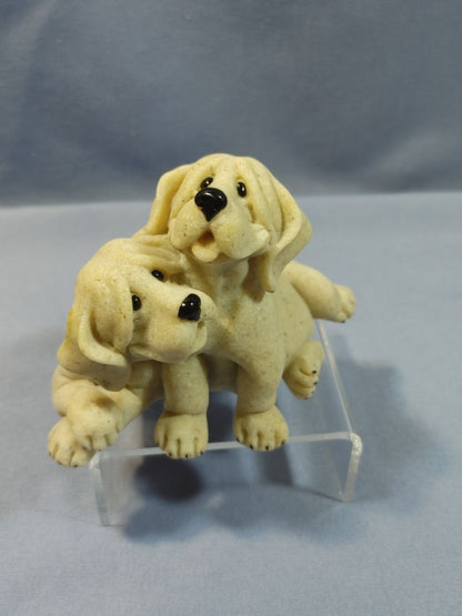 Quarry Critters, Pebbles & Patch Hound Dog Puppy Figurines 4” X 3”, 4"X3"