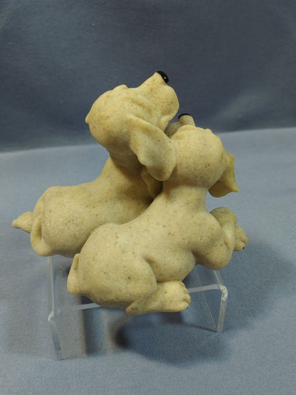 Quarry Critters, Pebbles & Patch Hound Dog Puppy Figurines 4” X 3”, 4"X3"
