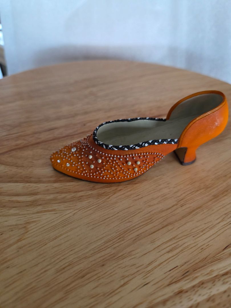 Mini shoe- Orange and white/black and white trim