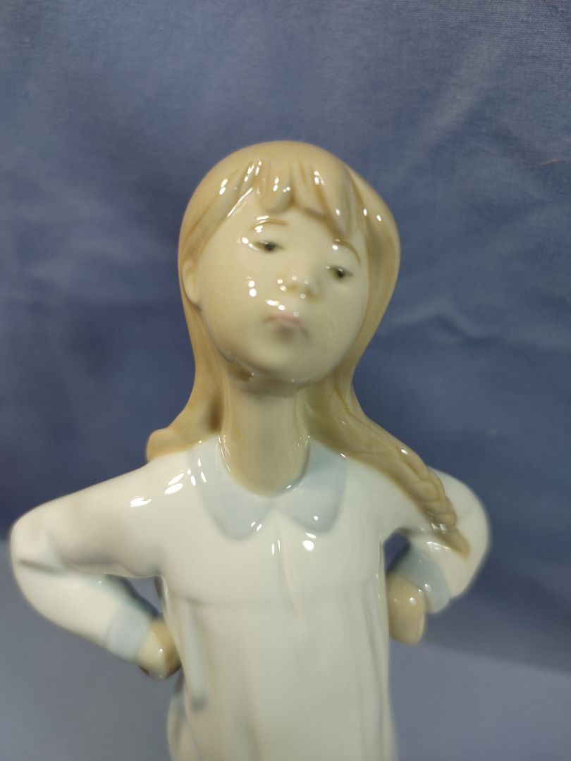 Lladro 1984 Porcelain Figurine, #4872 “Girl Stretching”, 8"