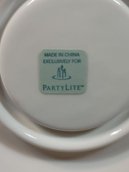 PartyLite Sidewalk Cafe Aroma Melts Warmer White Scroll Tea Pot, 8"