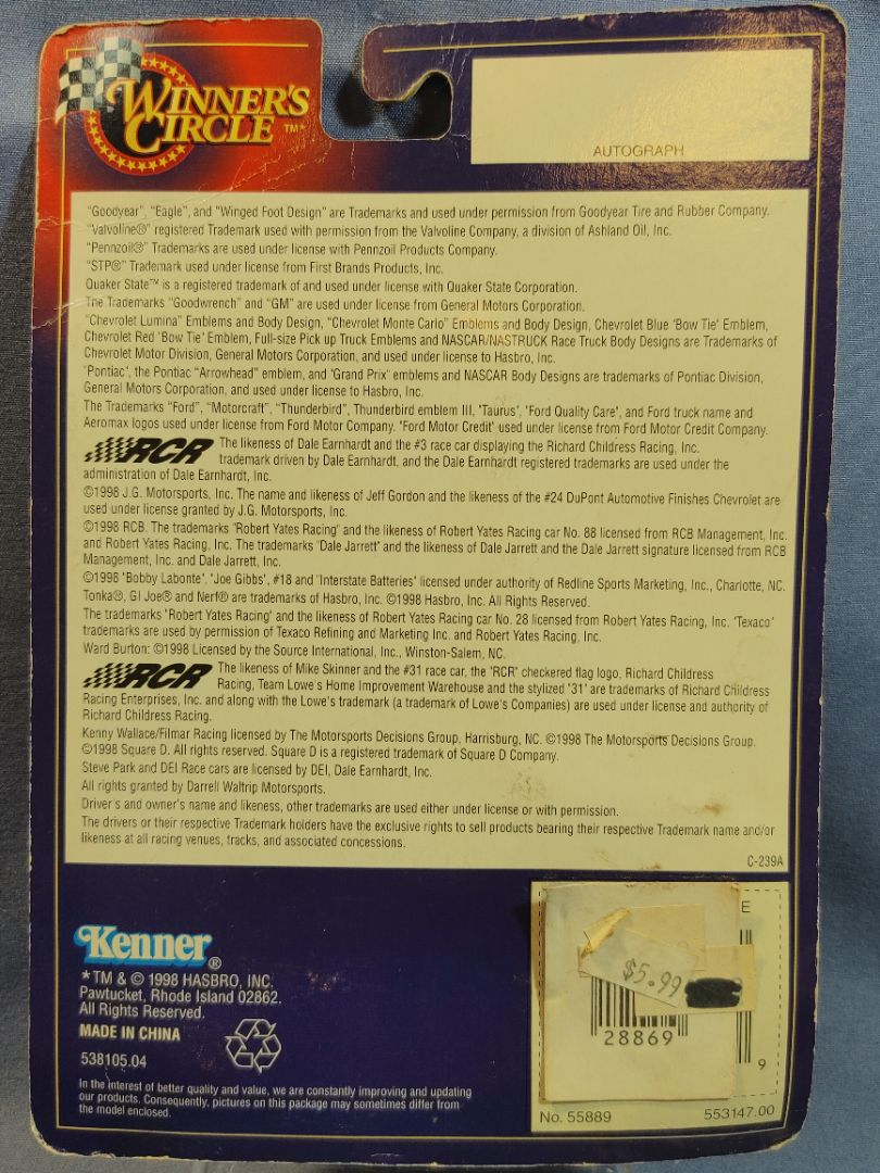 NASCAR 50th Anniversary Winners Circle 1998 Diecast Car #2 Rusty Wallace 1:64