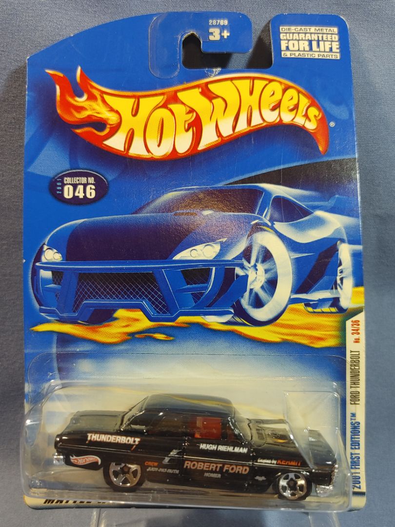 Hot Wheels 2001 First Editions Black Ford Thunderbolt #34/36 Collector #046