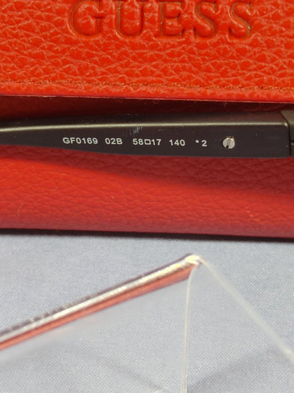 New Women's GUESS Sunglasses GF0169 Matte Black Metal, with Red Case