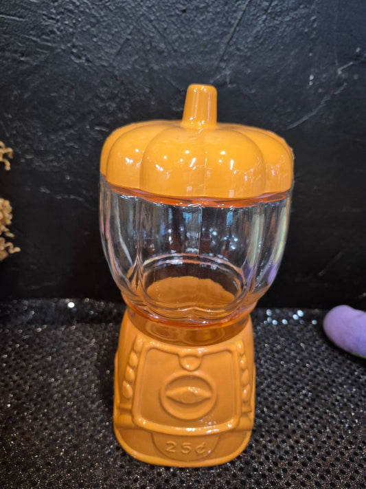Orange  Target Bullseye Gumball Machine Glass Jar, 4.5" × 9"