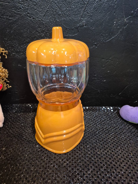 Orange  Target Bullseye Gumball Machine Glass Jar, 4.5" × 9"