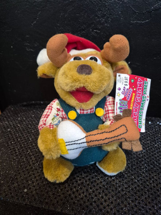 Brown, Green Overalls  Wacky Shaky Christmas Pals Electronic Reindeer, 8"