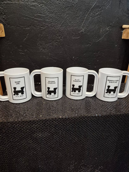 Ingrid Monopoly Railroad Mugs, Set of 4, 4"