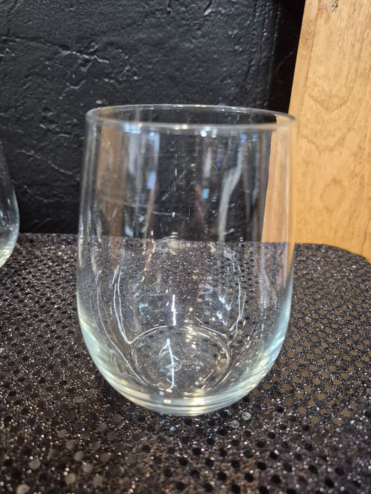 Clear  Stemless Wine Glasses, 4.5"