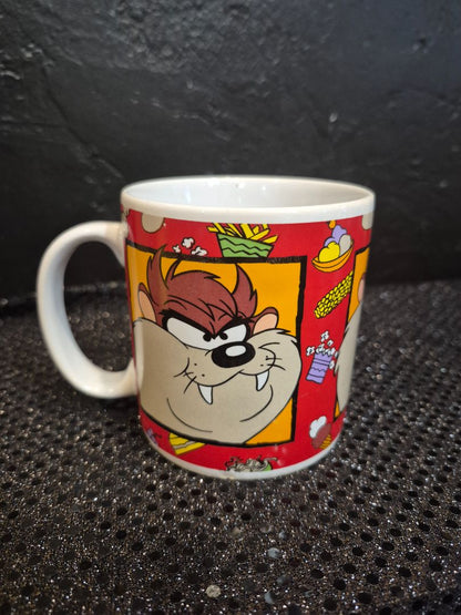 Red, Taz pics 1994 Warner Bros. Sakura Tasmanian Devil Looney Tunes Cartoon Mug, 12 oz., 3.75"