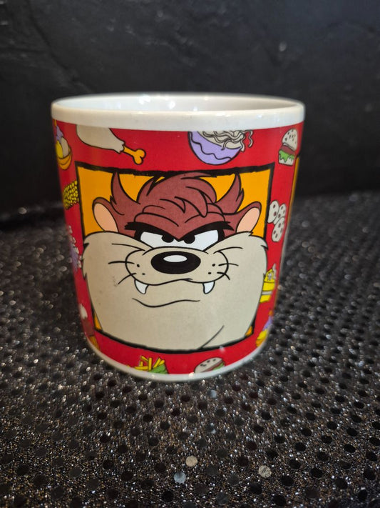 Red, Taz pics 1994 Warner Bros. Sakura Tasmanian Devil Looney Tunes Cartoon Mug, 12 oz., 3.75"