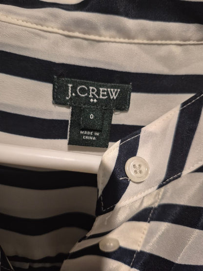 Navy & White Striped J. Crew No Sleeve Button Shirt, 0