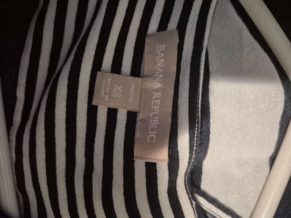 Navy & White Stripped Banana Republic Short Sleeve Blouse, Petite XS