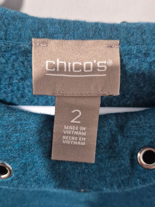 Teal Chico's Long Sleeved Boat Necked Shirt, 2