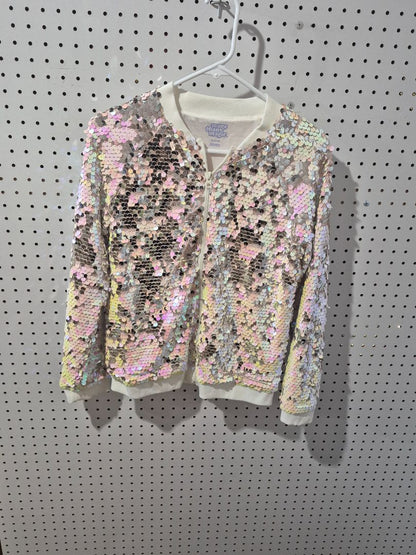 White & Silver More Than Magic Childrens Sequined Jacket, XL
