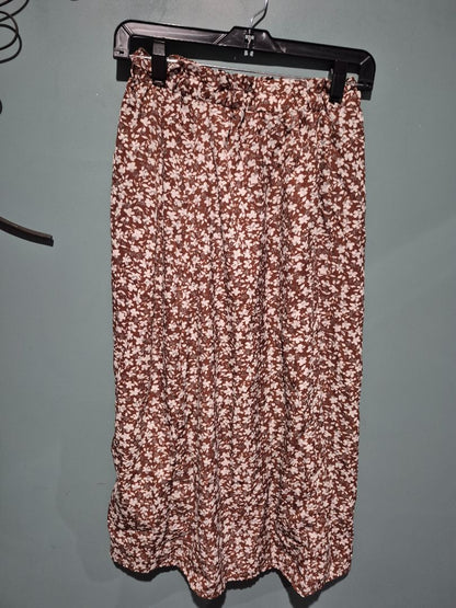 Brown Shein Elastic Waistband Maxi Skirt w/Slit, M