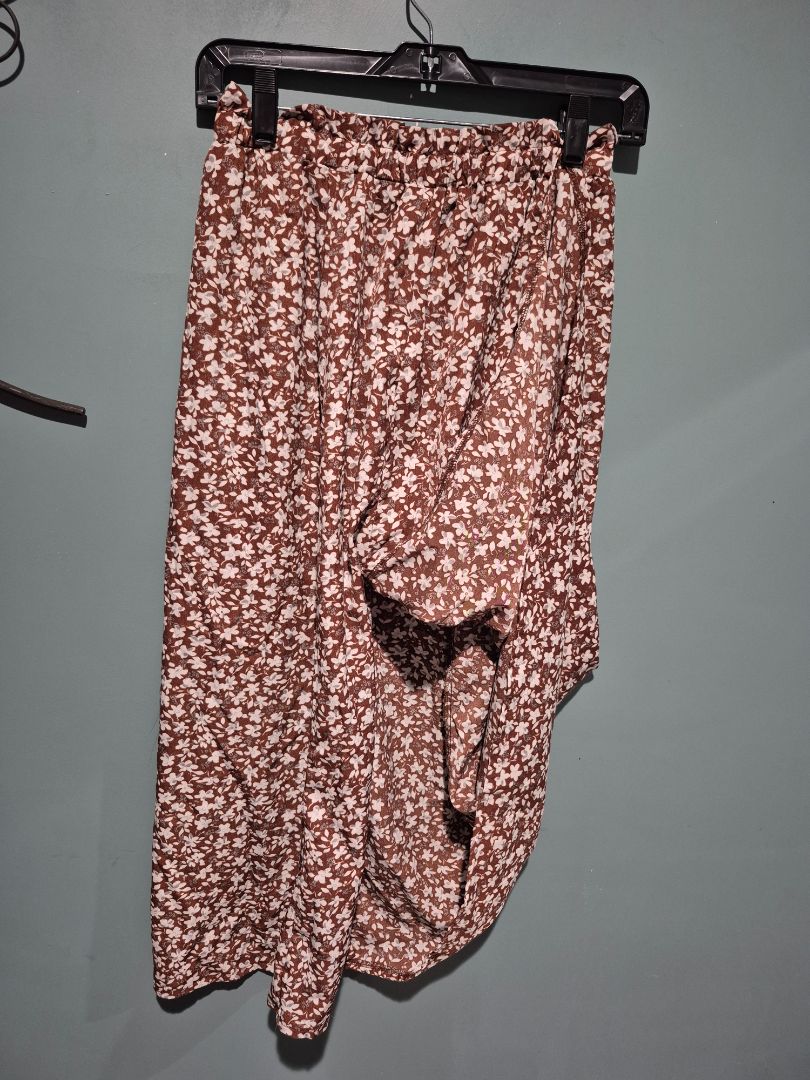 Brown Shein Elastic Waistband Maxi Skirt w/Slit, M