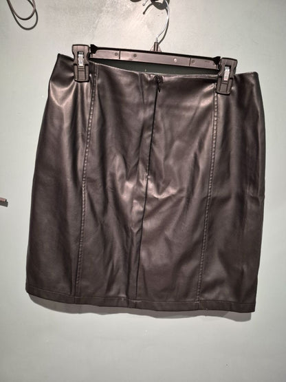 Black Mangopop Faux Leather Mini Skirt, L