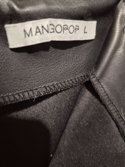 Black Mangopop Faux Leather Mini Skirt, L