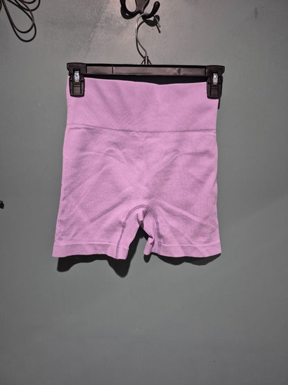 Lilac  Ribbed Biker Shorts, M