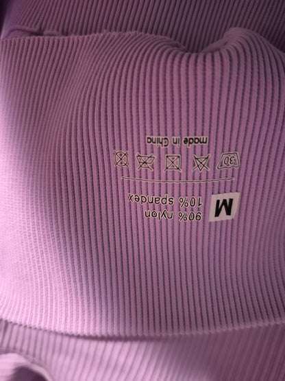 Lilac  Ribbed Biker Shorts, M