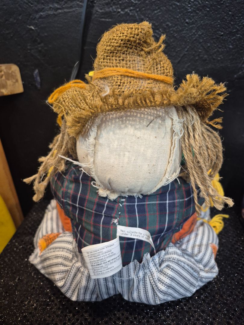 Scarecrow Holding a Pumpkin Candy Bowl, 12"
