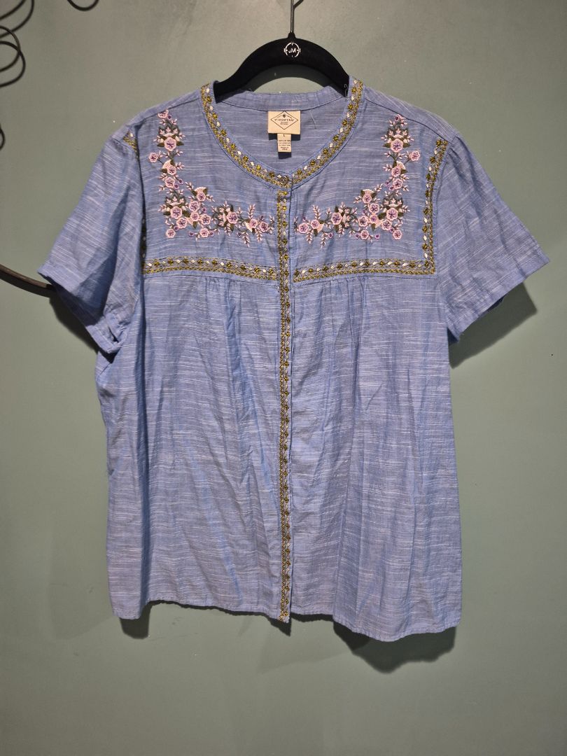 St.Johns Bay Crew Neck Blouse Blue (sz L)