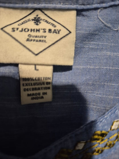 St.Johns Bay Crew Neck Blouse Blue (sz L)