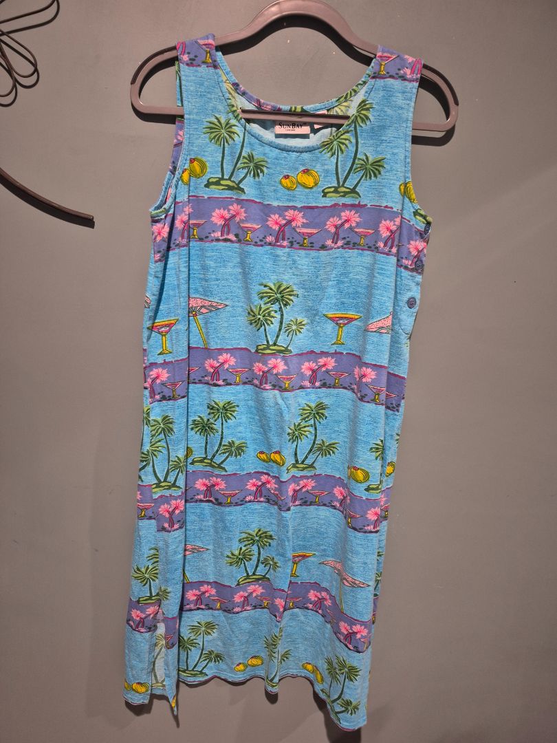 Sun Bay Leisure Dress Palm Trees 100% Cotton (sz M)