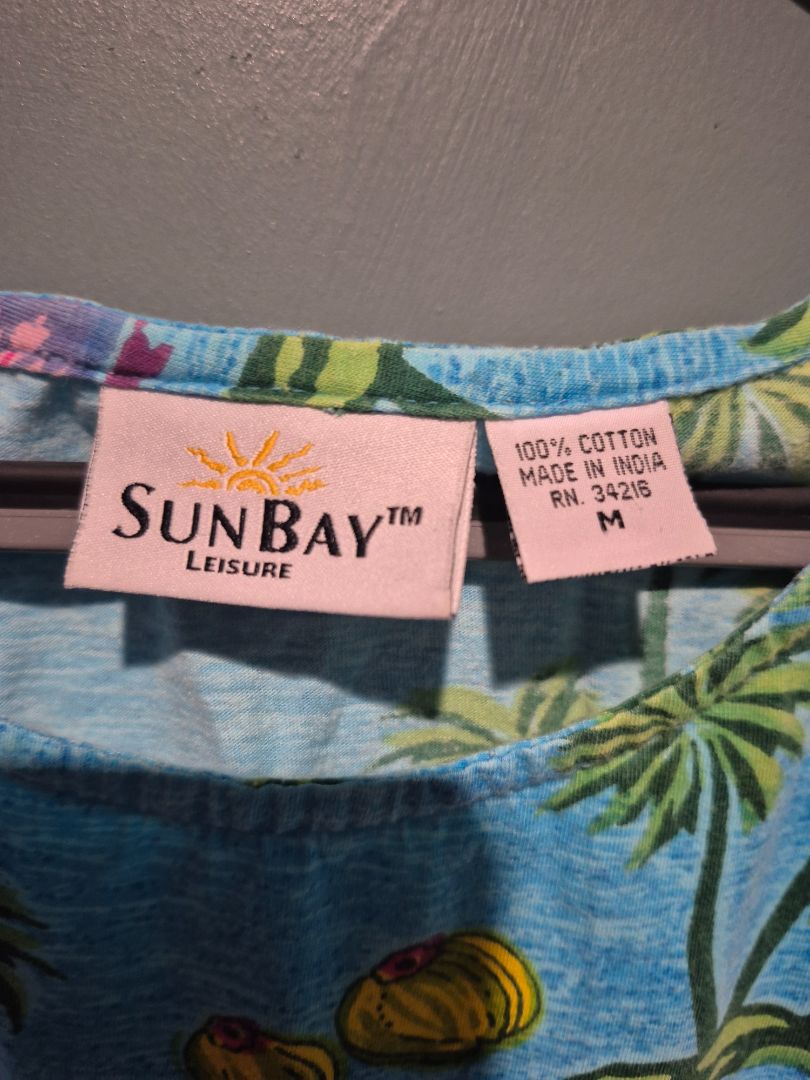 Sun Bay Leisure Dress Palm Trees 100% Cotton (sz M)