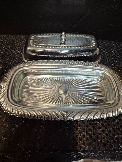 Irvinware Vintage Silver-plated Butter Dish, 3 Pcs., 8" × 4" × 2"