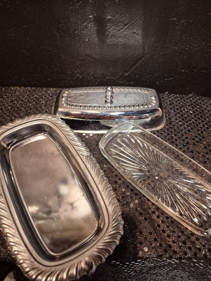 Irvinware Vintage Silver-plated Butter Dish, 3 Pcs., 8" × 4" × 2"