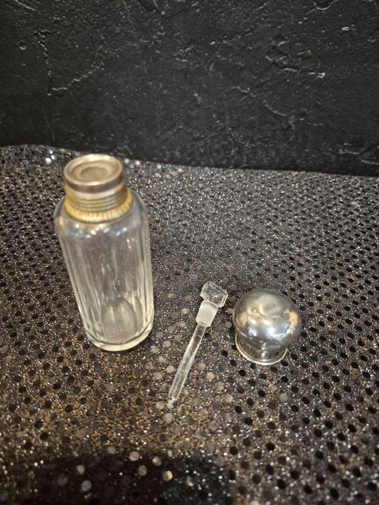 Antique Glass Perfume Bottle w/Glass Daubber, 4"