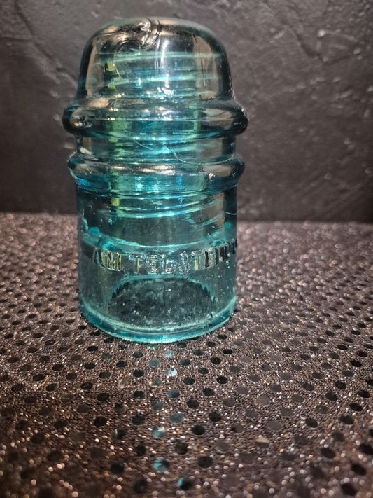 Aqua  Antique Am. Tel & Tel Co Glass Insulator, 3.5"