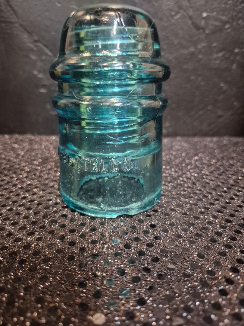 Aqua  Antique Am. Tel & Tel Co Glass Insulator, 3.5"