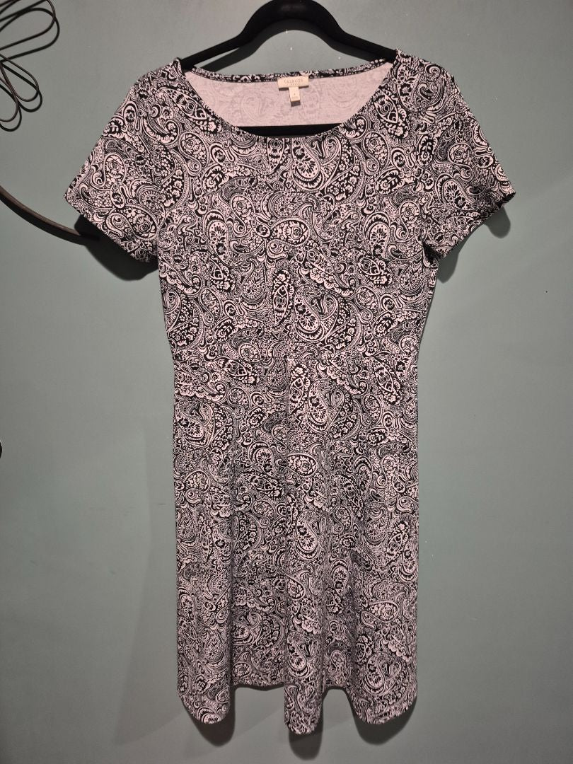 Black Paisley Talbots Short Sleeve Dress, 4