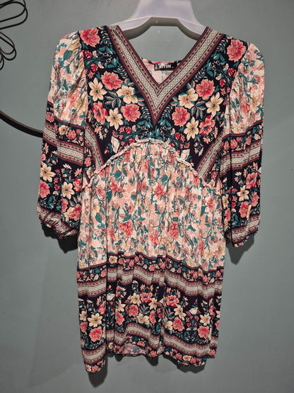 Floral BTFBM 3/4 Sleeve Dress, M