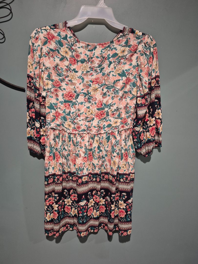Floral BTFBM 3/4 Sleeve Dress, M
