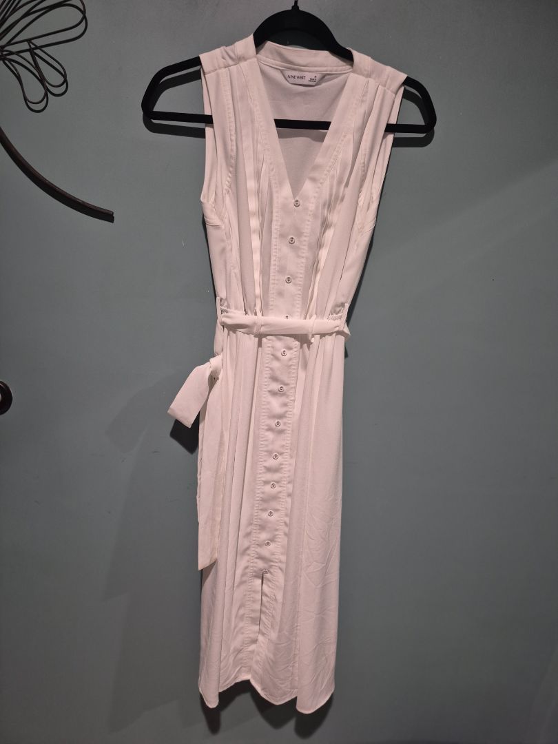 White Nine West Sleeveless Midi Dress, M